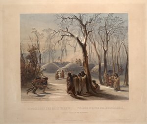 Villaggio invernale dei Minatarres da Karl Bodmer